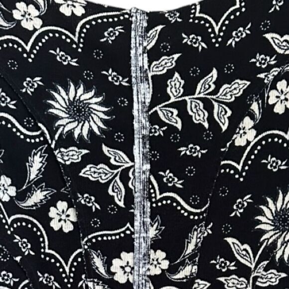 Y2K UO Women Small Floral Mini Dress Black White Stretch Boho Whimsigoth Western - Picture 12 of 13